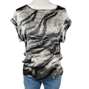 White House Black Market Animal Print Blouse Small